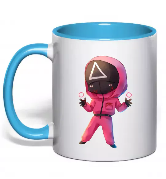 Чашка с цветной ручкой Squid game трикутник Голубой фото