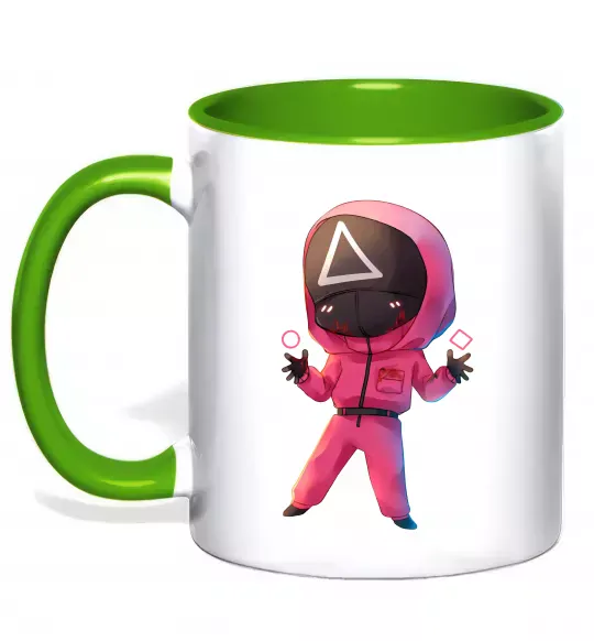 Чашка с цветной ручкой Squid game трикутник Зеленый фото