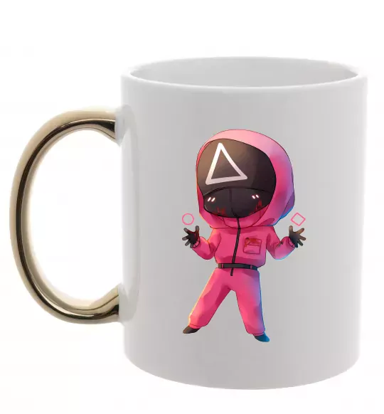 Чашка с цветной ручкой Squid game трикутник Золото фото