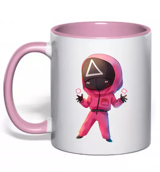 Чашка с цветной ручкой Squid game трикутник Нежно розовый фото