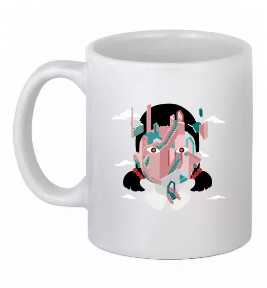 Чашка керамічна Squid game сходи Білий фото