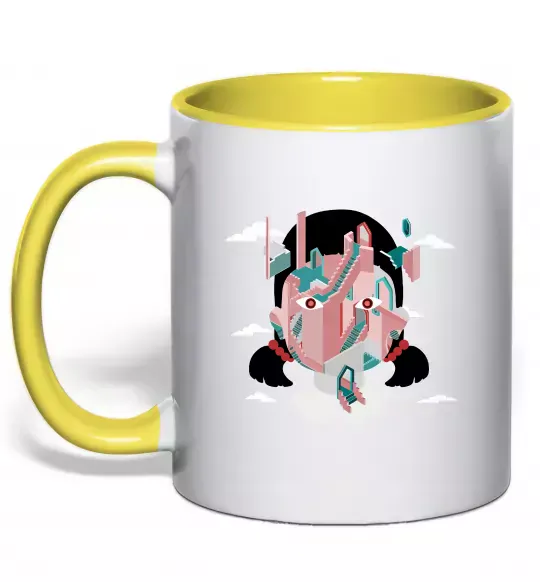 Чашка с цветной ручкой Squid game сходи Солнечно желтый фото