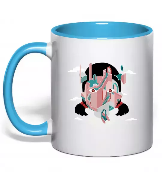 Чашка с цветной ручкой Squid game сходи Голубой фото