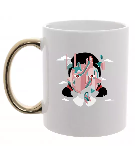 Чашка с цветной ручкой Squid game сходи Золото фото