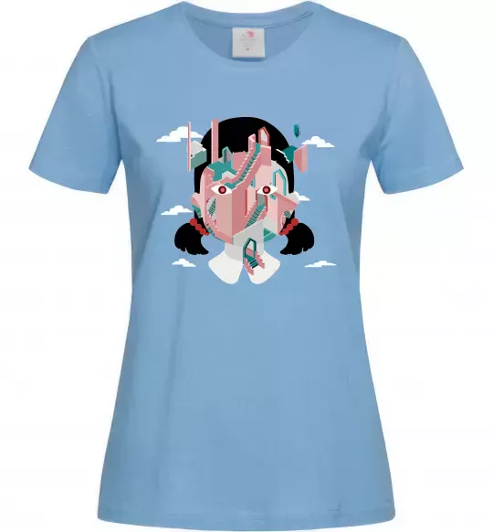 Жіноча футболка Squid game сходи Блакитний фото