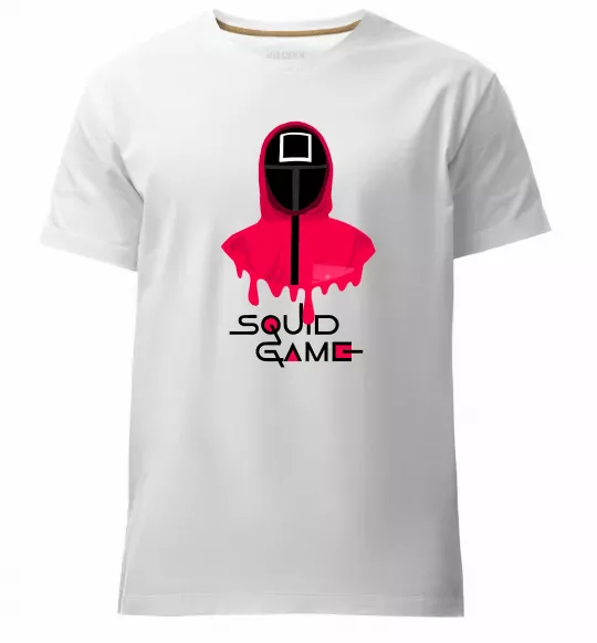 Мужская премиум футболка Squid game квадрат Белый фото
