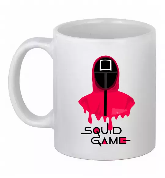 Чашка керамическая Squid game квадрат Белый фото