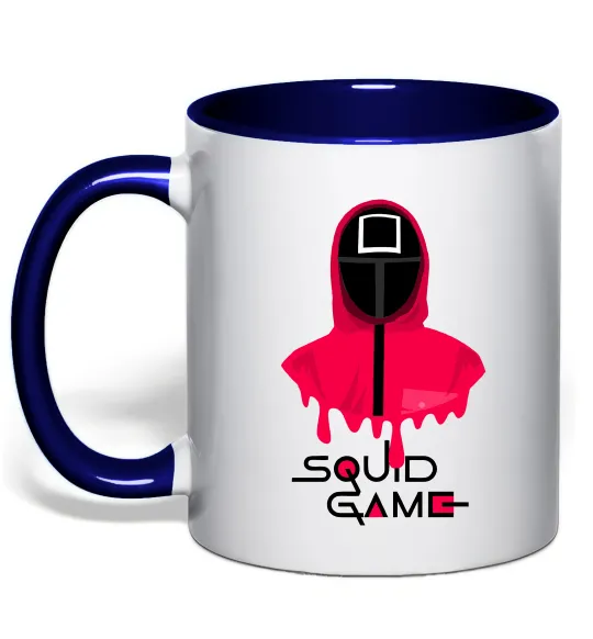 Чашка з кольоровою ручкою Squid game квадрат Глибокий темно-синій фото