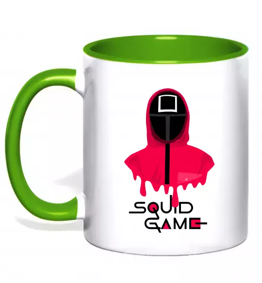 Чашка з кольоровою ручкою Squid game квадрат Зелений фото
