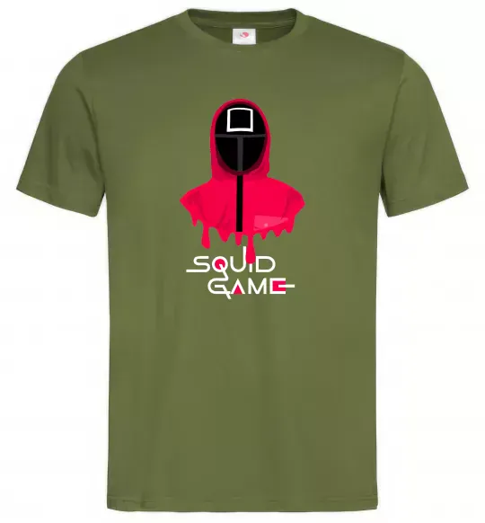 Мужская футболка Squid game квадрат Оливковый фото