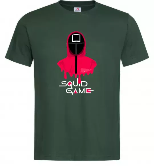 Мужская футболка Squid game квадрат Темно-зеленый фото