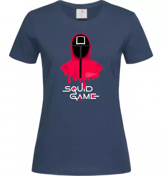 Жіноча футболка Squid game квадрат Темно-синій фото