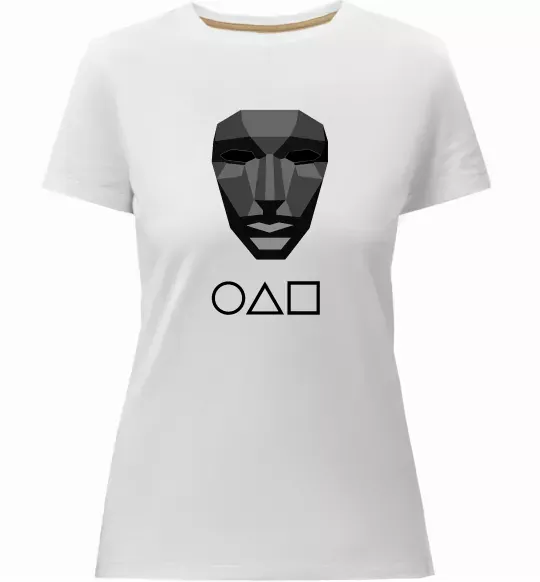 Жіноча преміум футболка Squid game ведучий Білий фото