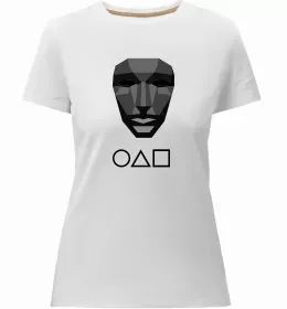 Женская премиум футболка Squid game трикутник Белый фото