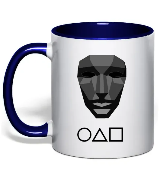 Чашка з кольоровою ручкою Squid game ведучий Глибокий темно-синій фото