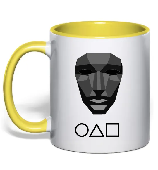 Чашка с цветной ручкой Squid game ведучий Лимонный фото