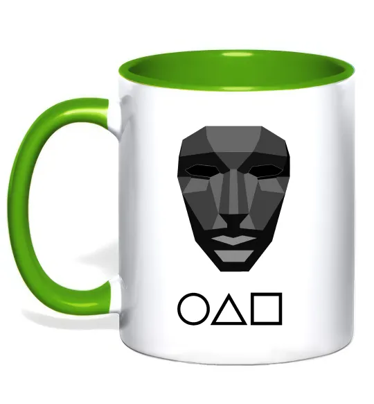 Чашка с цветной ручкой Squid game ведучий Лаймовый фото