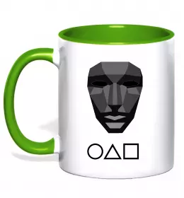 Чашка с цветной ручкой Squid game трикутник Черный фото