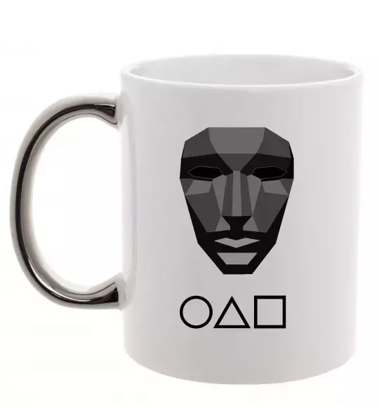 Чашка з кольоровою ручкою Squid game ведучий Срібло фото