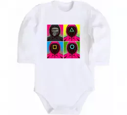 Детский боди Squid game арт Белый фото