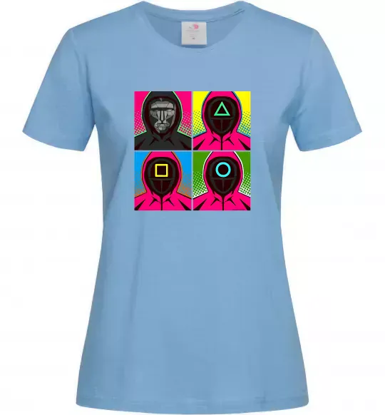 Жіноча футболка Squid game арт Блакитний фото