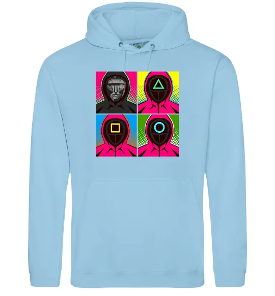 Мужская толстовка (худи) Squid game арт Голубой фото