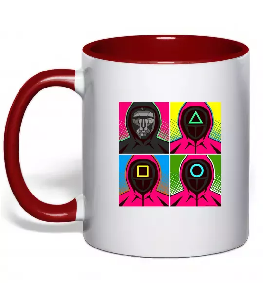 Чашка с цветной ручкой Squid game арт Красный фото