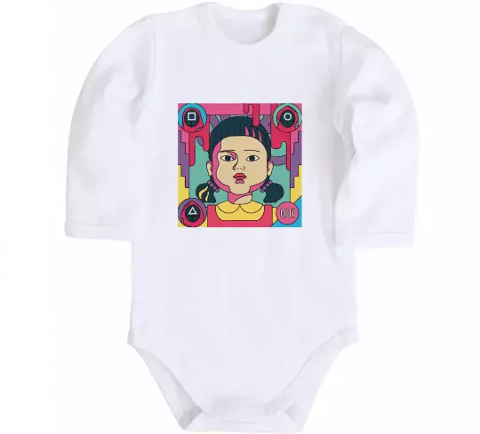 Детский боди Squid game art Белый фото