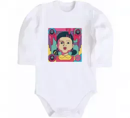 Детский боди Squid game art Белый фото