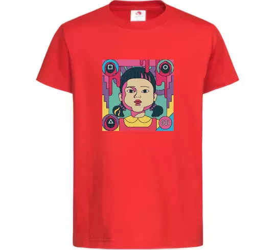 Детская футболка Squid game art Красный фото