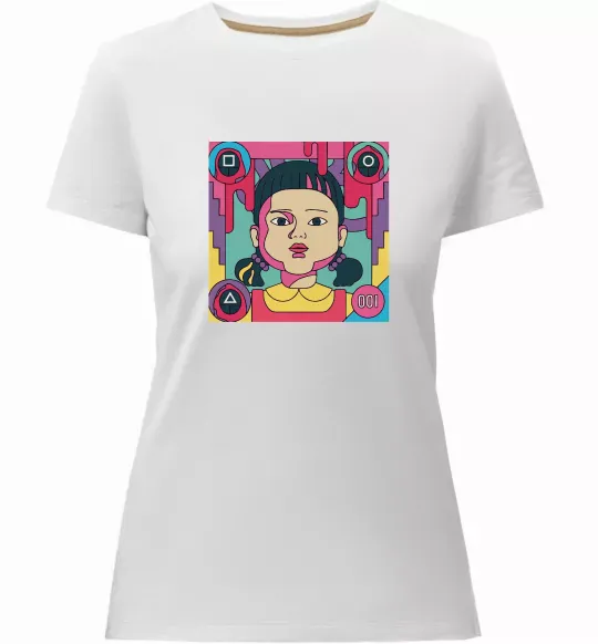 Жіноча преміум футболка Squid game art Білий фото