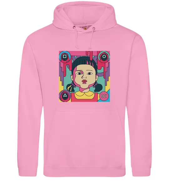 Мужская толстовка (худи) Squid game art Розовый фото