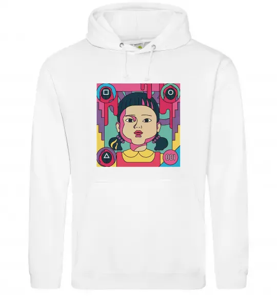 Мужская толстовка (худи) Squid game art Белый фото