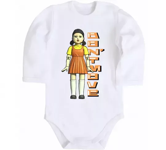 Дитячий бодік Squid game don`t move Білий фото