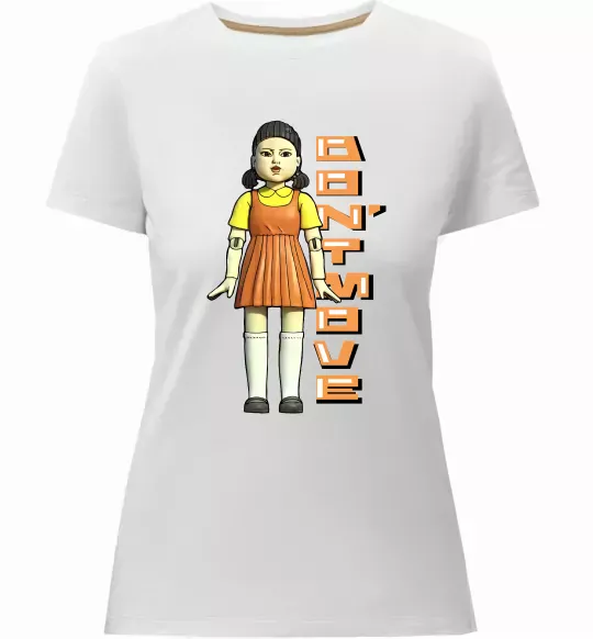 Жіноча преміум футболка Squid game don`t move Білий фото