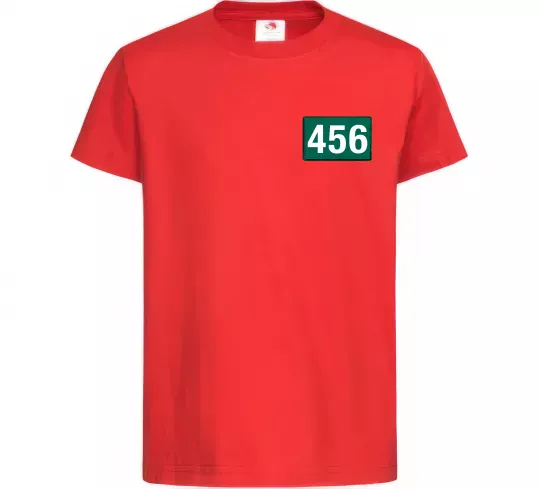 Детская футболка Squid game 456 Красный фото