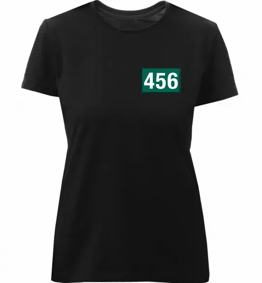 Жіноча преміум футболка Squid game 456 Чорний фото