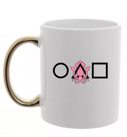 Чашка с цветной ручкой Squid game кальмар Золото фото