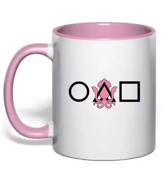 Чашка с цветной ручкой Squid game кальмар Нежно розовый фото