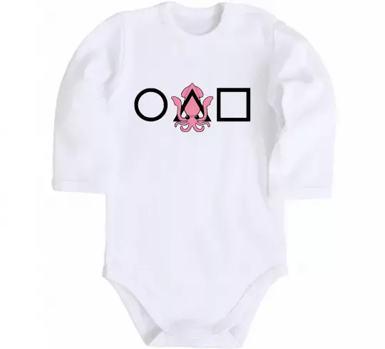 Детский боди Squid game кальмар Белый фото