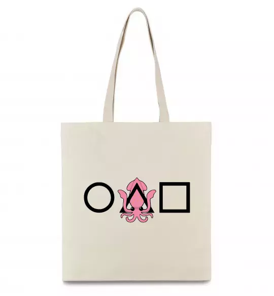 Эко-сумка Squid game кальмар Бежевый фото