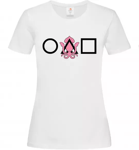 Женская футболка Squid game кальмар Белый фото