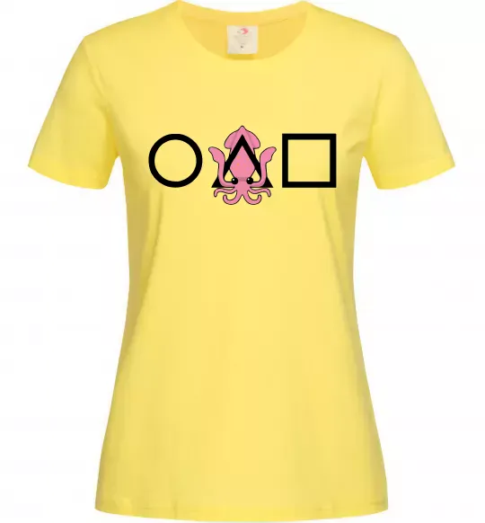 Женская футболка Squid game кальмар Лимонный фото