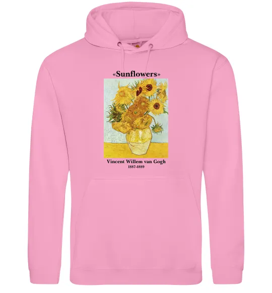 Чоловіча толстовка (худі) Ван Гог Ваза із соняшниками Рожевий фото