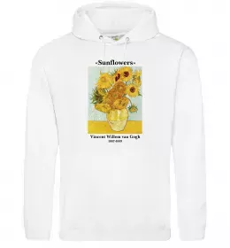 Чоловіча толстовка (худі) Ван Гог Ваза із соняшниками Білий фото