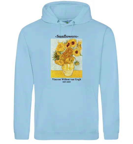Чоловіча толстовка (худі) Ван Гог Ваза із соняшниками Блакитний фото