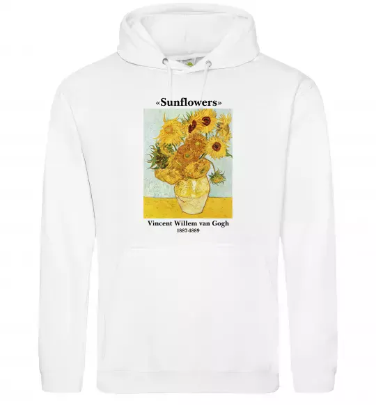 Женская толстовка (худи) Ван Гог Ваза із соняшниками Белый фото