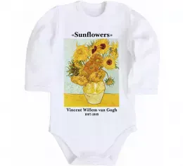 Детский боди Ван Гог Ваза із соняшниками Белый фото