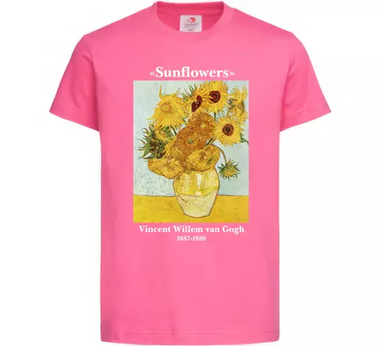 Детская футболка Ван Гог Ваза із соняшниками Ярко-розовый фото