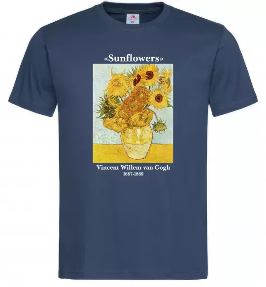 Мужская футболка Ван Гог Ваза із соняшниками Темно-синий фото